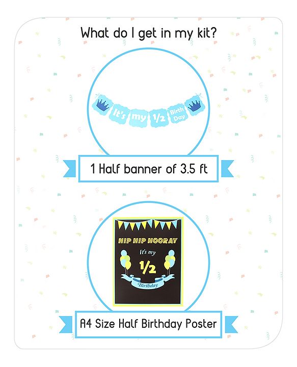 Babyhug Half Birthday Party Decor Kit Blue - Pack of 24