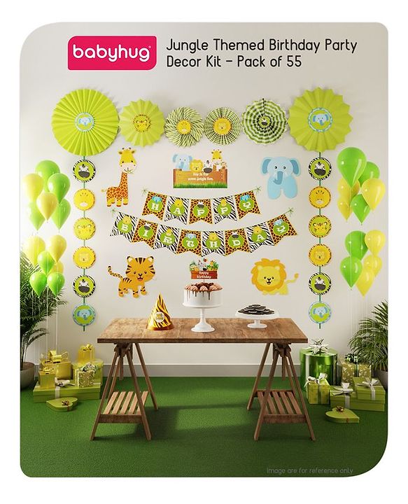 Babyhug Jungle Themed Birthday Party Decor Kit - Pack of 55