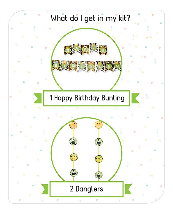 Babyhug Jungle Themed Birthday Party Decor Kit - Pack of 55