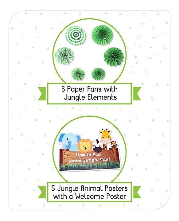 Babyhug Jungle Themed Birthday Party Decor Kit - Pack of 55