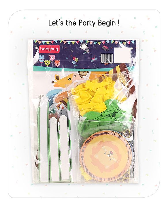 Babyhug Jungle Themed Birthday Party Decor Kit - Pack of 55