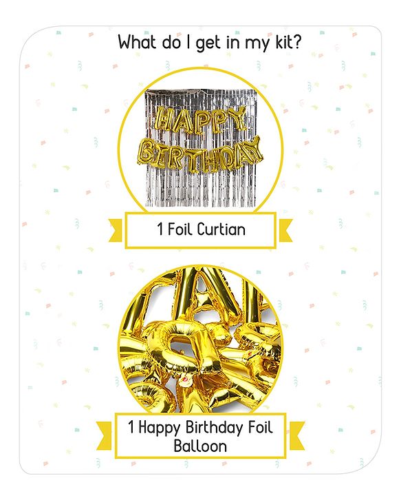 Babyhug Gold & Silver Foil Balloon Decoration Set - Pack of 45