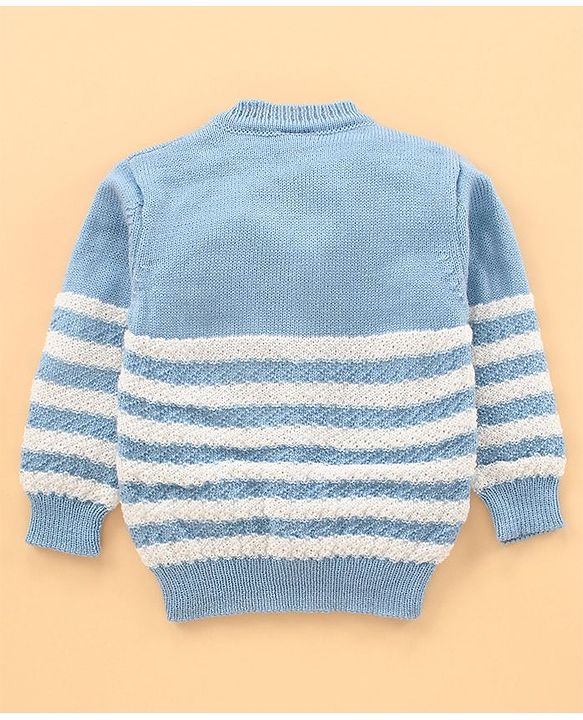 Babyhug Full Sleeves Sweater Set with Cap and Booties - Blue