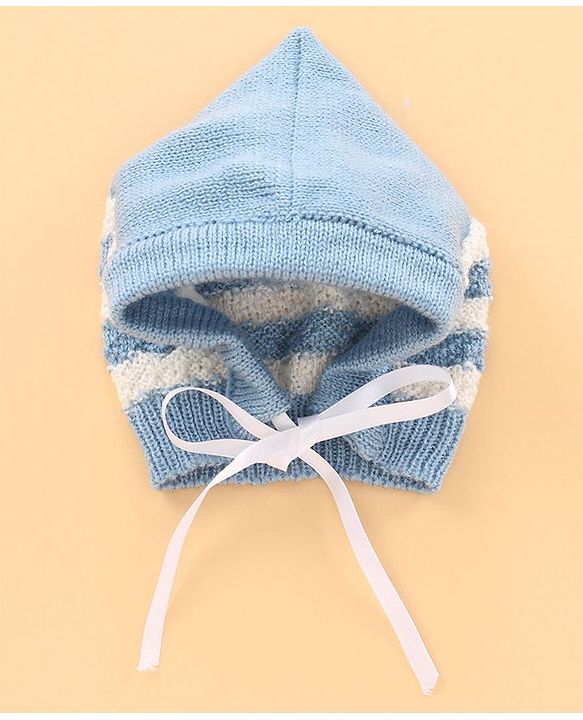 Babyhug Full Sleeves Sweater Set with Cap and Booties - Blue