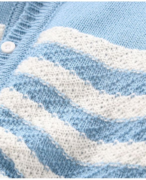 Babyhug Full Sleeves Sweater Set with Cap and Booties - Blue