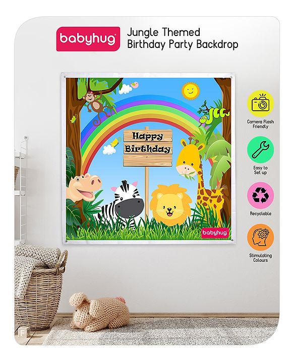 Babyhug Jungle Themed Birthday Party Backdrop - Height 121 cm