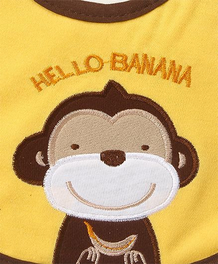 Babyhug Bib Monkey Embroidery - Yellow