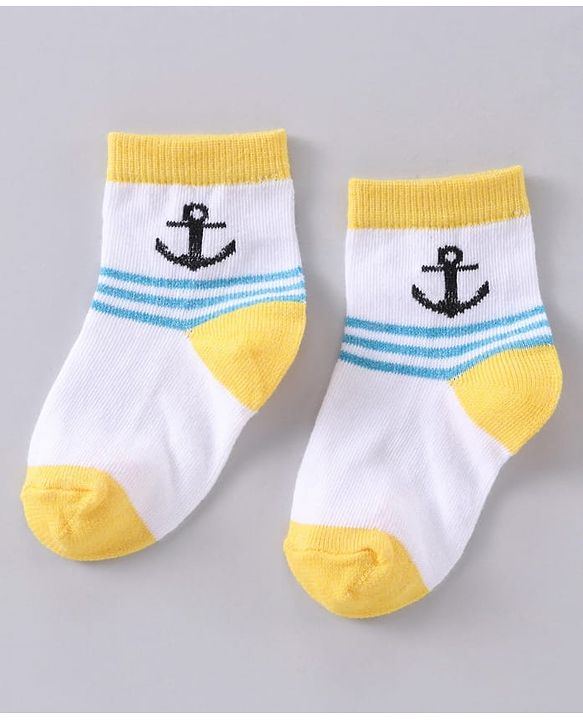 Cute Walk by Babyhug Anti Bacterial Ankle Length Socks Star Design Pack of 3 - Yellow