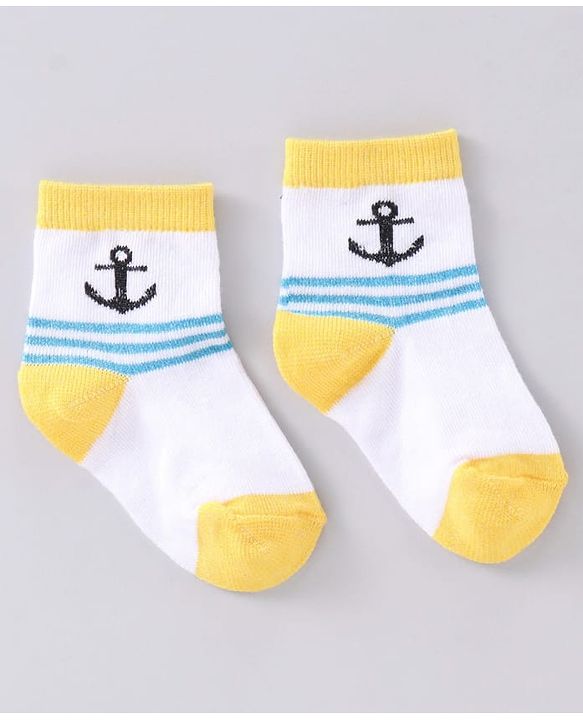 Cute Walk by Babyhug Anti Bacterial Ankle Length Socks Star Design Pack of 3 - Yellow