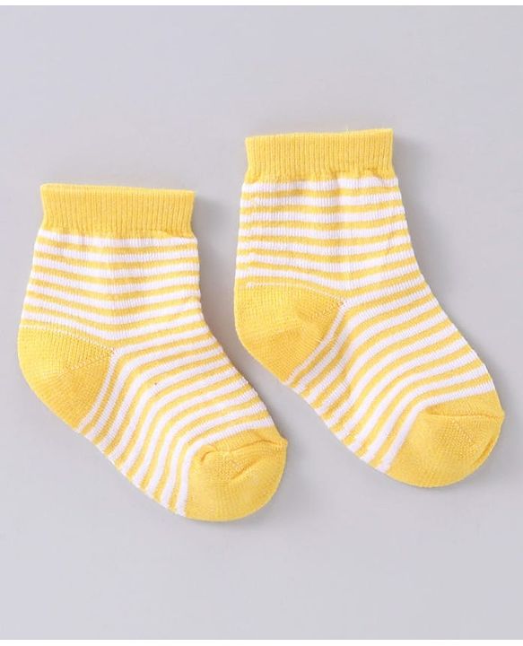 Cute Walk by Babyhug Anti Bacterial Ankle Length Socks Star Design Pack of 3 - Yellow