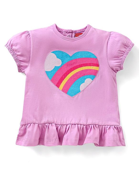 Babyhug Half Sleeves Sequinned Top - Pink