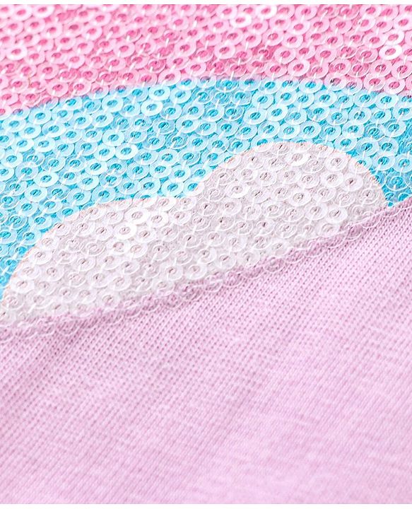 Babyhug Half Sleeves Sequinned Top - Pink