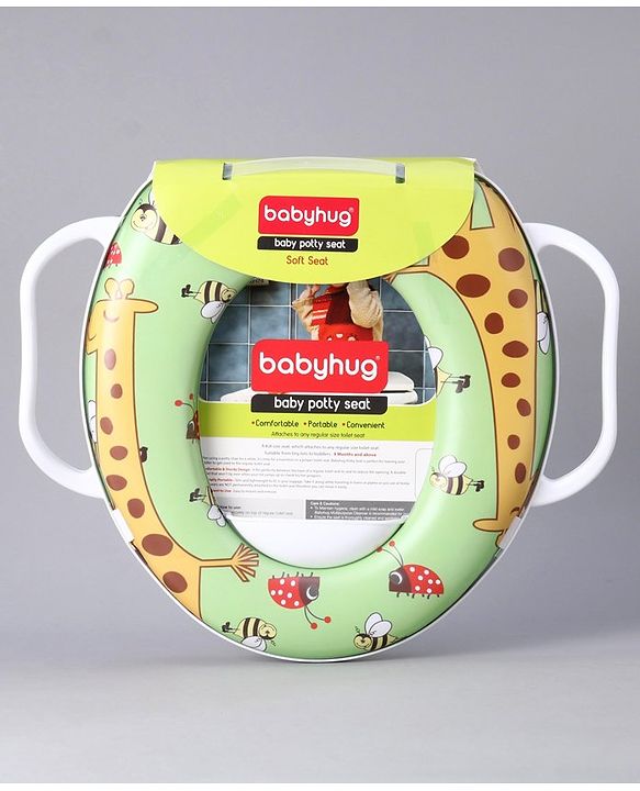 Babyhug Baby Potty Seat With Handle Giraffe Print - Green