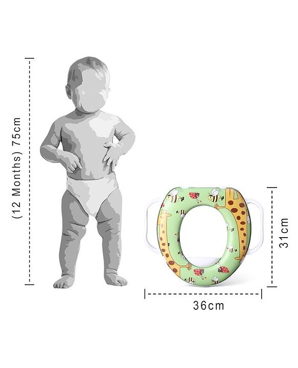 Babyhug Baby Potty Seat With Handle Giraffe Print - Green