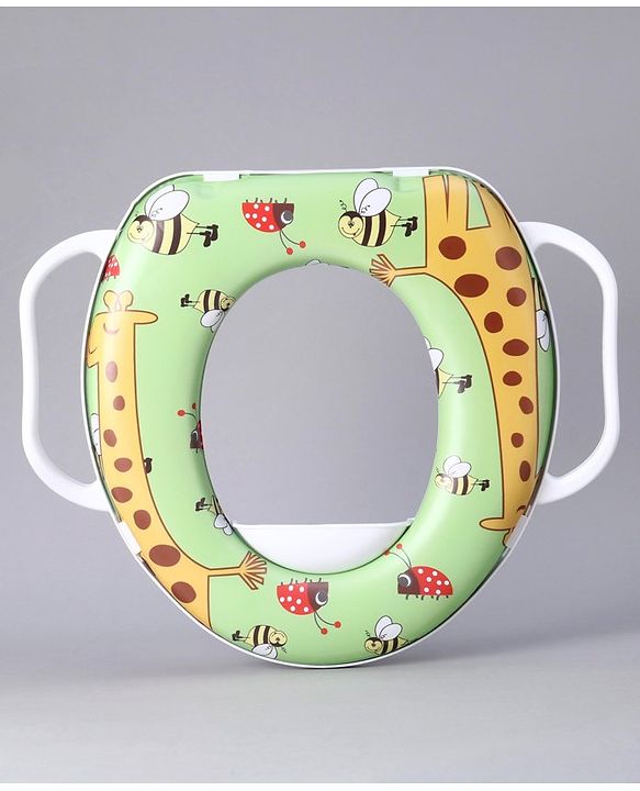 Babyhug Baby Potty Seat With Handle Giraffe Print - Green