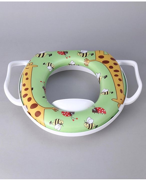 Babyhug Baby Potty Seat With Handle Giraffe Print - Green