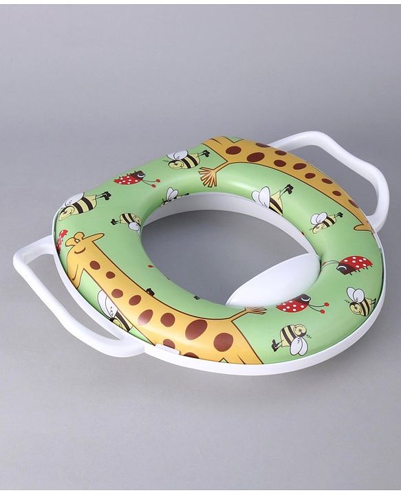Babyhug Baby Potty Seat With Handle Giraffe Print - Green