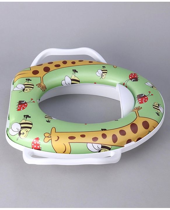 Babyhug Baby Potty Seat With Handle Giraffe Print - Green