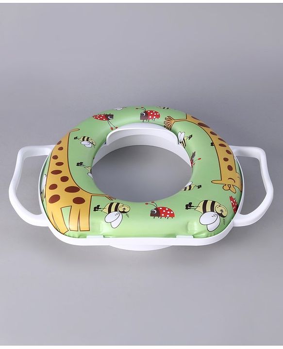 Babyhug Baby Potty Seat With Handle Giraffe Print - Green