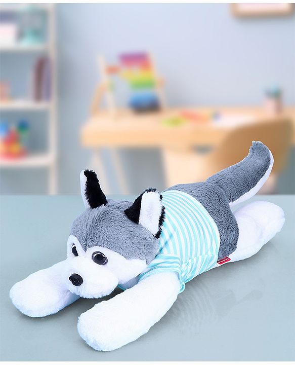Babyhug Sleeping Husky Dog Soft Toy Multicolor - Length 55 cm