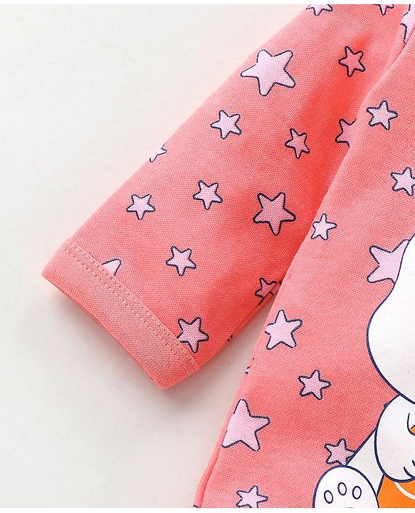 Babyhug Full Sleeves Sleepsuit Bunny Print - Pink
