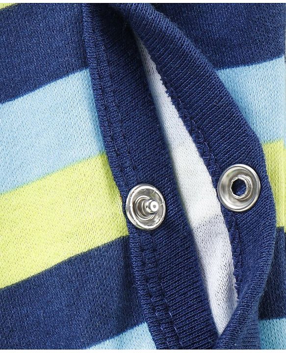 Babyhug Full Sleeves Sleep Suit Striped - Blue