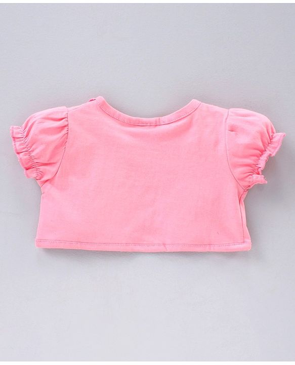 Babyhug Stripe Frock With Puff Sleeves Shrug Flower Embroidery - Pink Multicolour