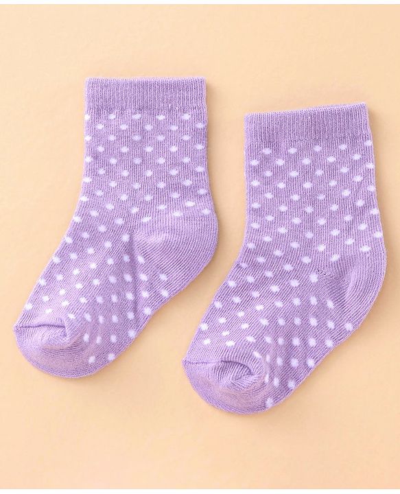Cute Walk by Babyhug Ankle Length Antibacterial Socks Polka Dot Design Pack of 3 - Pink Purple Grey