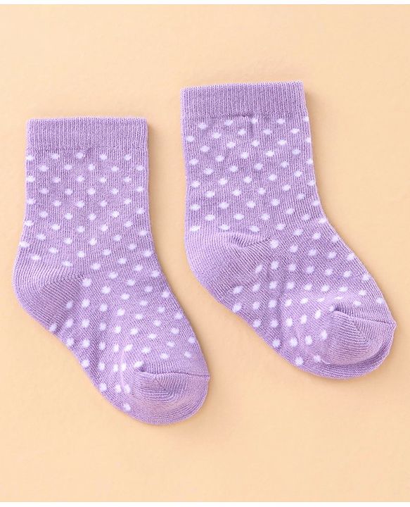 Cute Walk by Babyhug Ankle Length Antibacterial Socks Polka Dot Design Pack of 3 - Pink Purple Grey