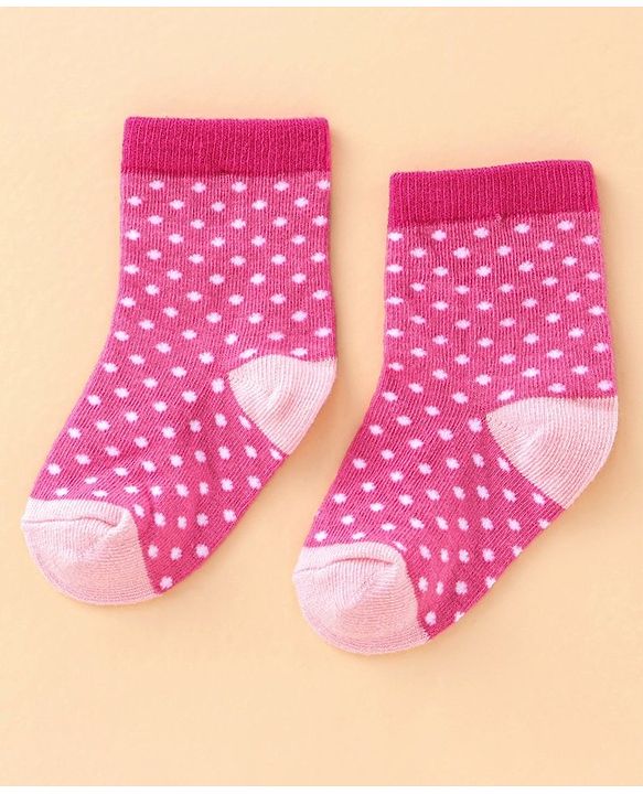 Cute Walk by Babyhug Ankle Length Antibacterial Socks Polka Dot Design Pack of 3 - Pink Purple Grey