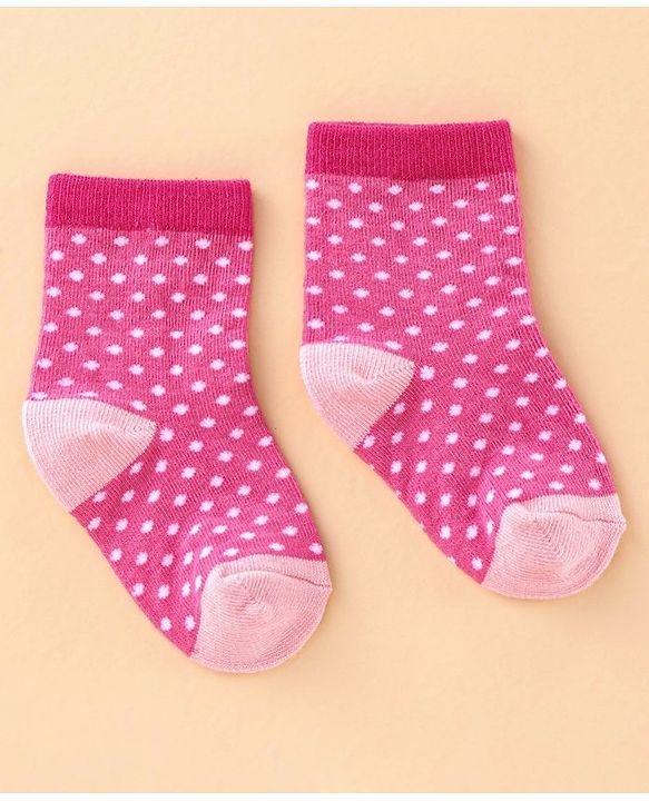 Cute Walk by Babyhug Ankle Length Antibacterial Socks Polka Dot Design Pack of 3 - Pink Purple Grey