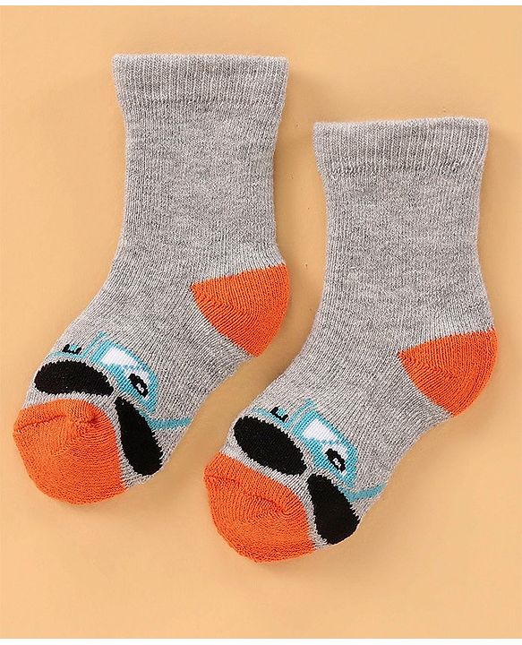Cute Walk by Babyhug Anti Bacterial Ankle Length Terry Socks Pack of 3 - White Grey