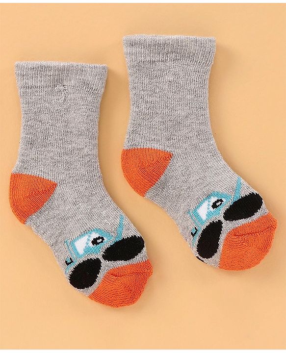 Cute Walk by Babyhug Anti Bacterial Ankle Length Terry Socks Pack of 3 - White Grey