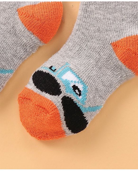 Cute Walk by Babyhug Anti Bacterial Ankle Length Terry Socks Pack of 3 - White Grey