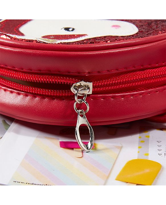Babyhug Unicorn Shimmered Sling Bag - Red