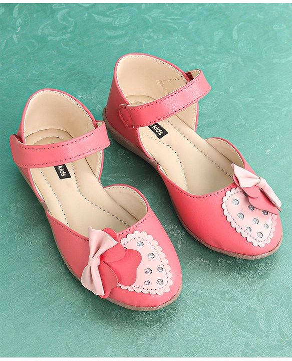 Pine Kids Party Wear Belly Shoes Bow Appliques - Pink