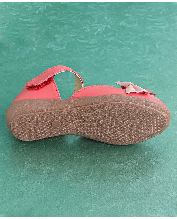 Pine Kids Party Wear Belly Shoes Bow Appliques - Pink