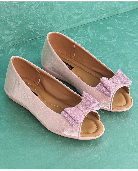 Pine Kids Party Wear Belly Shoes Bow Appliques - Red