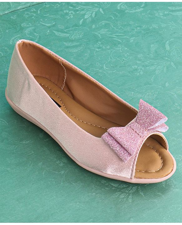 Pine Kids Party Wear Belly Shoes Bow Appliques - Red