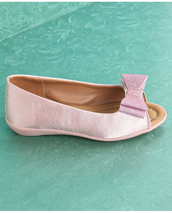 Pine Kids Party Wear Belly Shoes Bow Appliques - Red