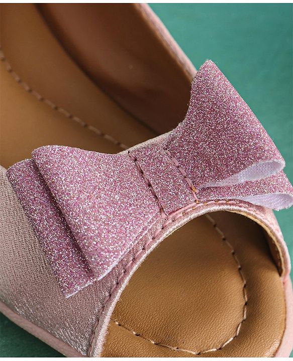 Pine Kids Party Wear Belly Shoes Bow Appliques - Red