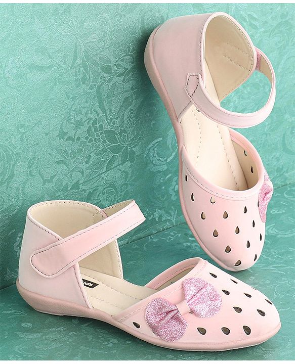 Pine Kids Party Wear Belly Shoes Bow Appliques - Pink