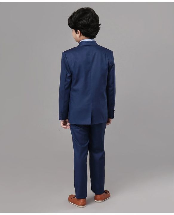 Pine Kids Full Sleeves 3 Piece Party Suit Solid - Blue
