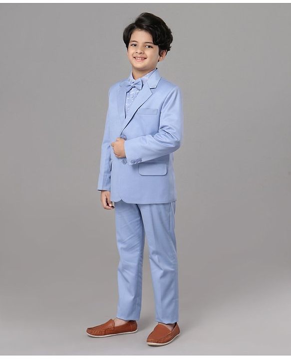 Pine Kids Full Sleeves 3 Piece Party Suit Solid - Navy Blue