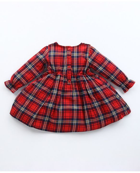 Babyhug Yarn Dyed Checked Frock with Stockings - Multicolour