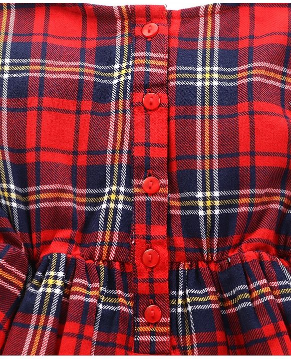 Babyhug Yarn Dyed Checked Frock with Stockings - Multicolour