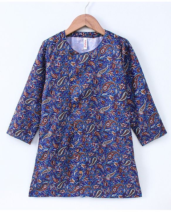 Babyhug Full Sleeves Kurta and Dhoti Set Paisley Print - Blue Red