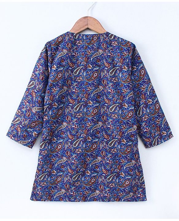 Babyhug Full Sleeves Kurta and Dhoti Set Paisley Print - Blue Red