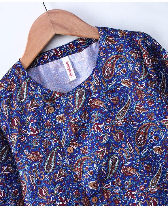 Babyhug Full Sleeves Kurta and Dhoti Set Paisley Print - Blue Red