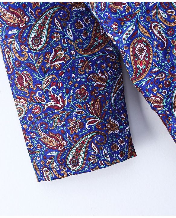 Babyhug Full Sleeves Kurta and Dhoti Set Paisley Print - Blue Red